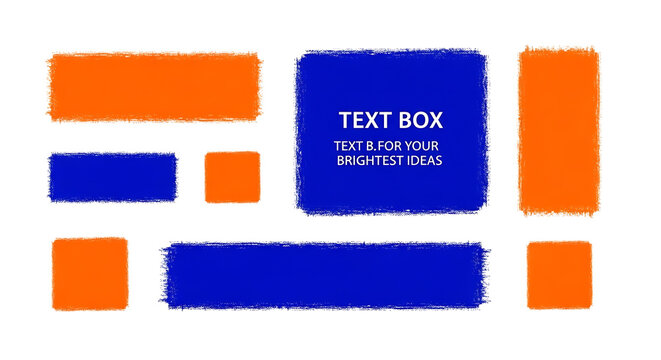 Vibrant orange and blue abstract text box template for design