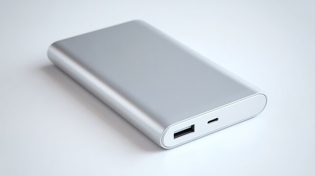 Silver Portable Power Bank with USB Port