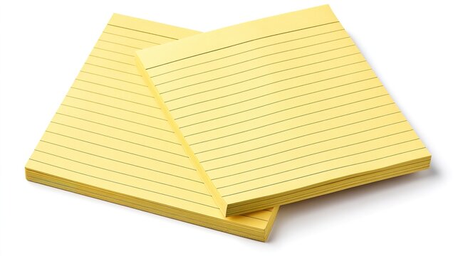 Yellow lined notepads stacked neatly, ready for inspection.