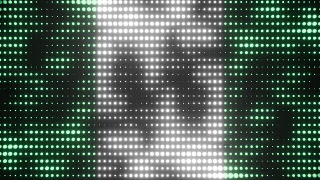 3D animated background of the nigerian flag made of glowing, moving neon dots as a seamless loop.