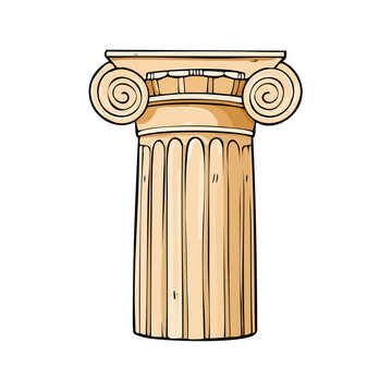Classical Ionic Column Capital Detailed Illustration of Ancient Greek Architectural Element