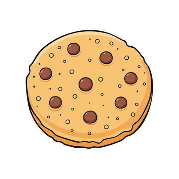 Delicious Chocolate Chip Cookie Cartoon Illustration