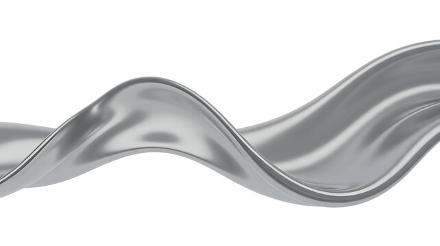 A shiny silver wave isolated on transparent background for design and decoration purposes with a modern look