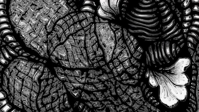 Abstract butterfly moving through a textured pattern animation