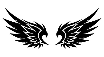 Fototapeta premium Black Symmetrical Tribal Wings Tattoo Design