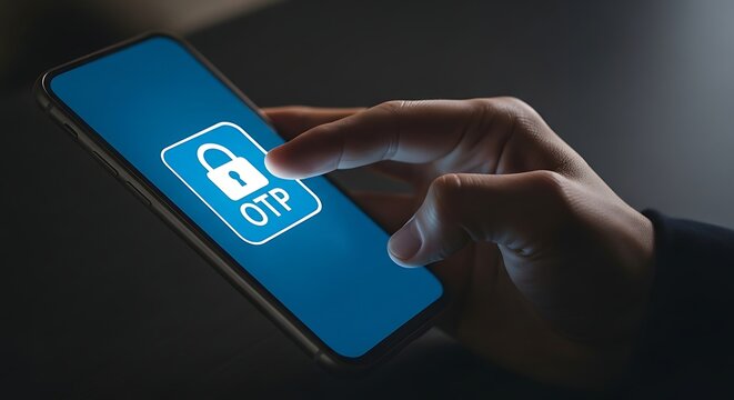 Person interacting with OTP security lock on phone screen