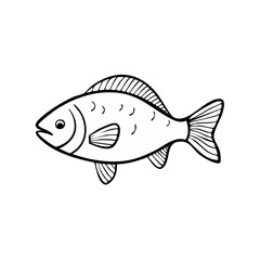 Fototapeta premium Black and White Outline Drawing of a Single Fish