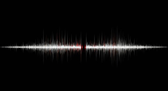 Abstract technical background showing a digital frequency spectrum display with a noticeable and severe gap in the signal data, information, absence, graph