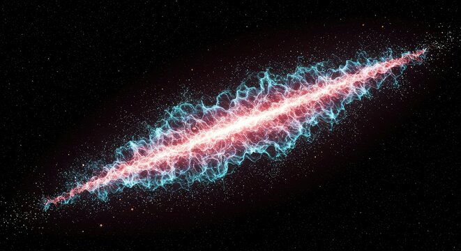 Abstract visualization of the energetic quantum field fabric, showing subatomic particle flux and vacuum fluctuations in deep space, zero point, physics, wave