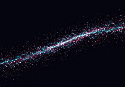 Abstract visualization of unpredictable data flow, showing complex interconnected nodes and dynamic deviation from straight trajectories, flowing, abstract, path