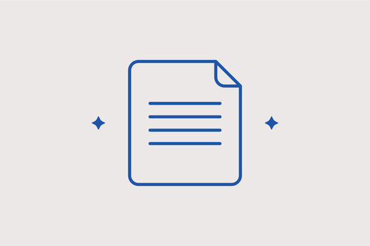 Lined document paper line icon for digital note-taking and administrative text editing. Formal Vector Illustration for blog article headers and office paperwork management.