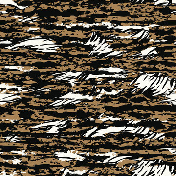 Vector seamless camo tiger stripe army fatigue pattern design