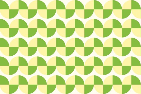 Mid-century modern retro geometric pattern of half circles in forest green, lime green, and cream colors background. Decorative element for wallpaper, wrapping paper, or tiles