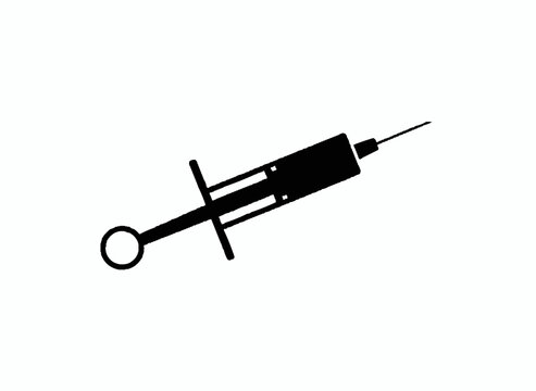 Medical syringe Icon: A close-up, minimalist, and clear-cut illustration of a medical syringe, its sleek design embodying essential healthcare and scientific precision.