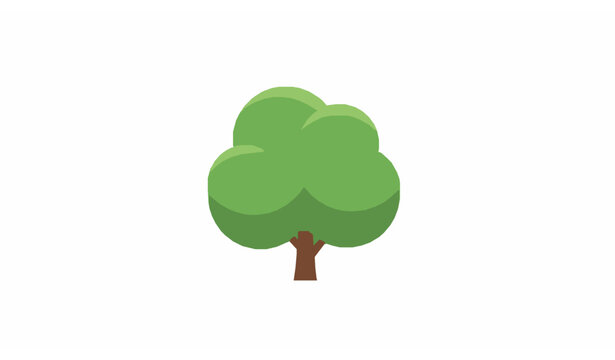 Simple flat tree vector design with rounded green canopy minimal nature icon for eco branding and clean projects