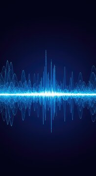Abstract background showing dynamic blue sonic frequency waves radiating outward, representing energy transmission and modern digital rhythm, energy, echo, line