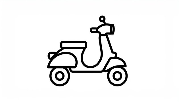 Simple Line Art Icon of a Classic Scooter.