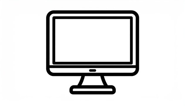 Simple Line Art Icon of a Computer Monitor Display.