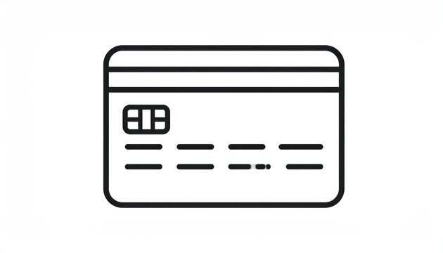 Simple Line Art Icon of a Credit Card with Chip.