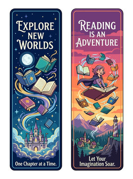 Discover New Worlds and Embark on Reading Adventures with These Enchanting Bookmarks Let Your Imagination Soar!
