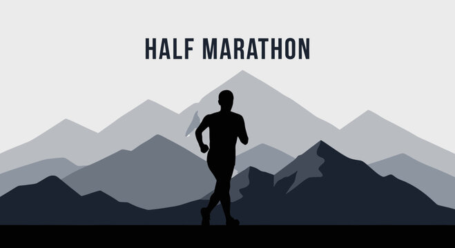 Running Through Majestic Mountains During A Half Marathon Race Event