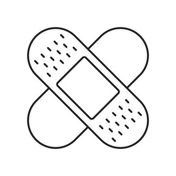 Crossed adhesive bandages icon outline