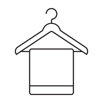 Towel hanging on rack icon outline