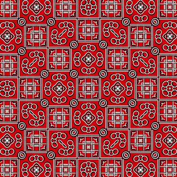 Geometric Red and Black Bandana Pattern Seamless Background