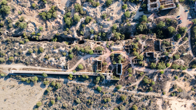 Aerial Dron View from Mineral de Pozos en Guanajuato.