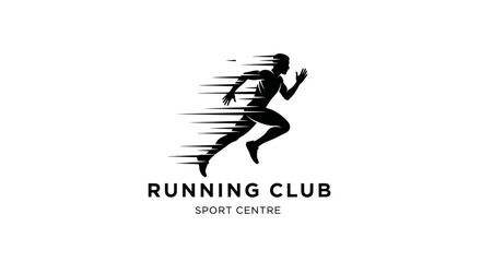 Obraz premium Silhouette Of Speeding Runner Used For Running Club Logo And Sport Activities Graphics