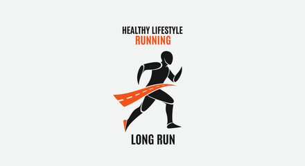 Obraz premium Silhouette Runner Crossing Finish Line Indicating Healthy Living and Extended Endurance Goals