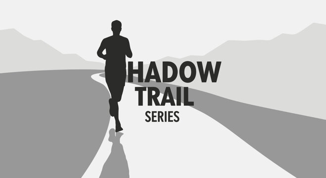 Silhouette Runner On Asphalt Embracing Road and Mountains During Trail Run Series Event Illustration