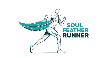 Fototapeta premium Soul Feather Runner: Dynamic Illustration Depicting Movement, Grace, and Athleticism