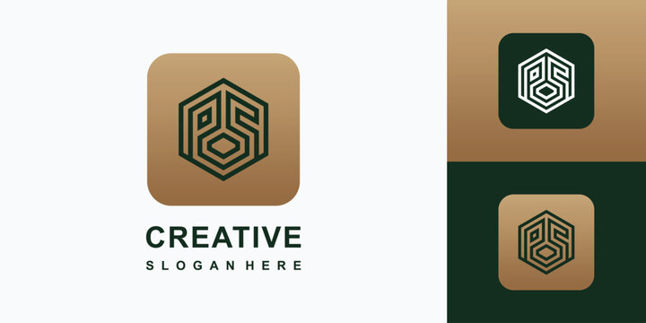 Initial letter PS logo vector design template