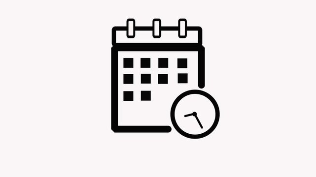 calendar icon with moving clock animation.4k video