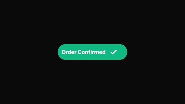 Professional e-commerce button animates a successful transaction cycle by transitioning from a blue command to a green confirmed state for user interface design.