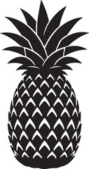 Obraz premium Clean black silhouette of pineapple standing tall with leaves