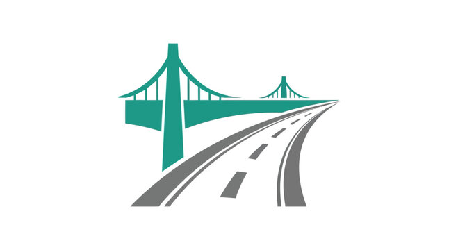 Road to Success: A Modern Bridge and Highway Illustration with Minimalist Design