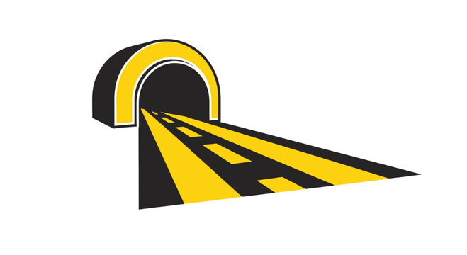 Road Tunnel Entrance Illustration With Striking Color Scheme and Perspective Design