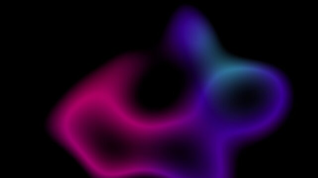 Neon abstract gradient on black. Blue, purple, pink tones softly fade in and out with gentle flicker. Smooth blurred transitions, minimal calm style, seamless loop, 4K.