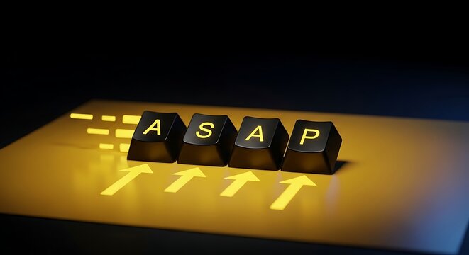 ASAP Keyboard Keys with Glowing Arrows on Dark Background.