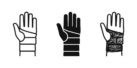 Obraz premium Hand with Bandage Injury Icon Set - Outline, Solid, and Hand-Drawn Styles
