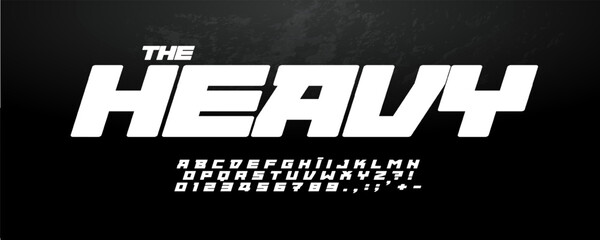 Heavy Italic Font Sport Logo Alphabet English Letter Number Set Modern Typography, Automotive Typographic Design for Race Title Text, Poster Headline, Block Geometric Dynamic Fonts. Vector Typeface