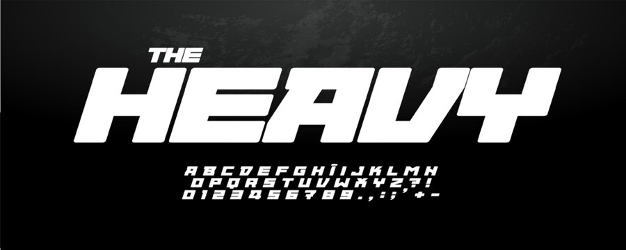 Heavy Italic Font Sport Logo Alphabet English Letter Number Set Modern Typography, Automotive Typographic Design for Race Title Text, Poster Headline, Block Geometric Dynamic Fonts. Vector Typeface