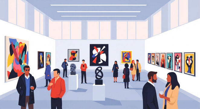 People in an Art Gallery.
