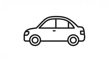 Fototapeta premium Simple Line Art Icon of a Sedan Car.