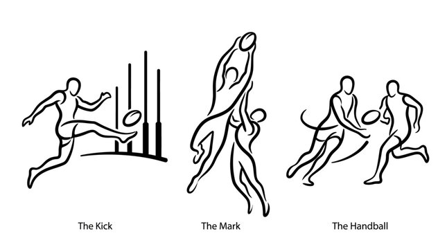 Dynamic Rugby Action Depicted in Striking Black and White Illustrations.