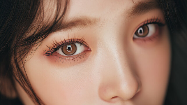 美しい瞳と繊細なまつ毛の超クローズアップ ビューティーパーツイメージ