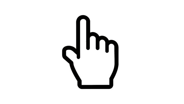 Pixelated hand cursor pointing up, isolated on transparent background