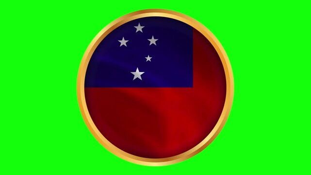 Samoa Round Framed National Wavy Flag Circular Blowing Flag of Samoa